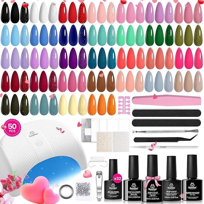 Beetles Gel Nail Polish Kit with U V Light, 32 Colors