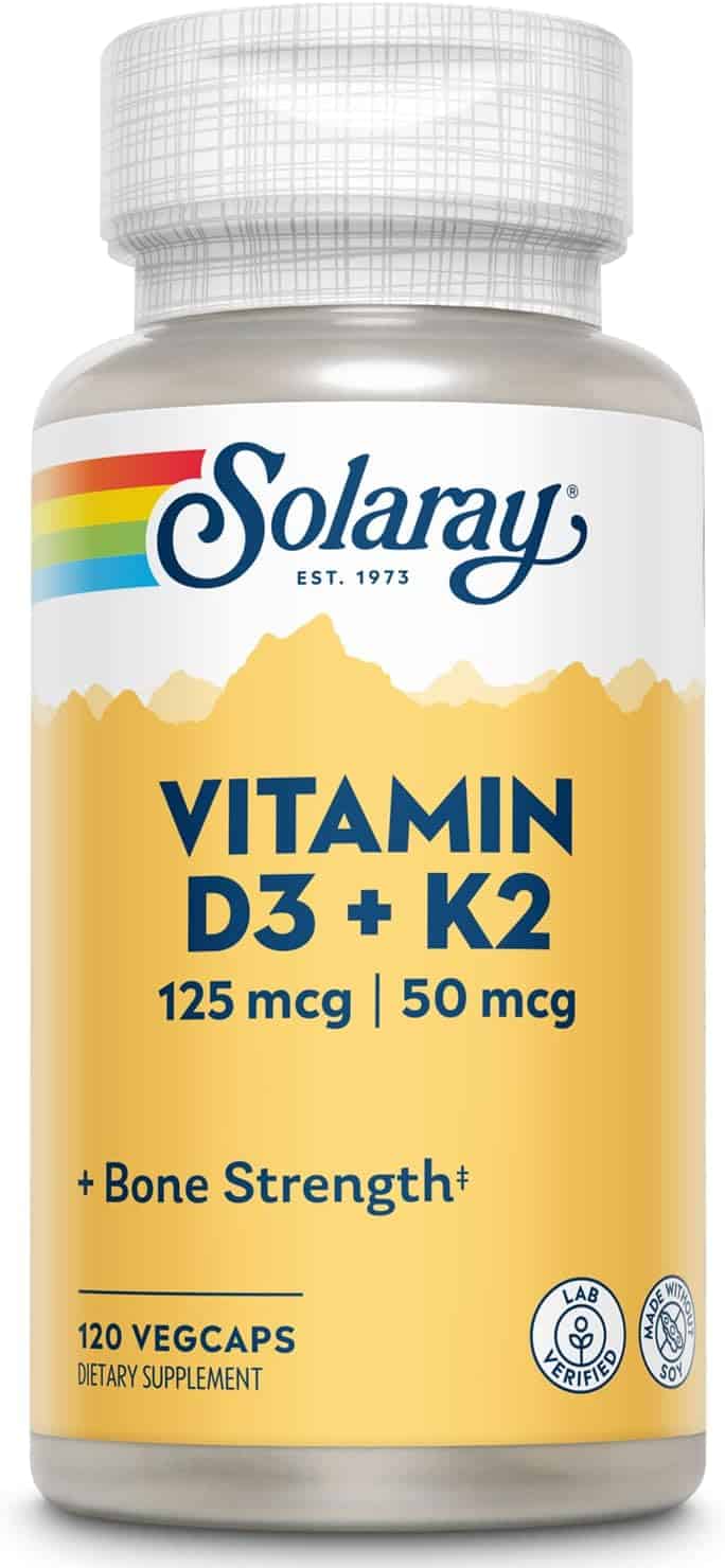 SOLARAY Vitamin D3 K2 - Bone Health and Immune Support Supplement